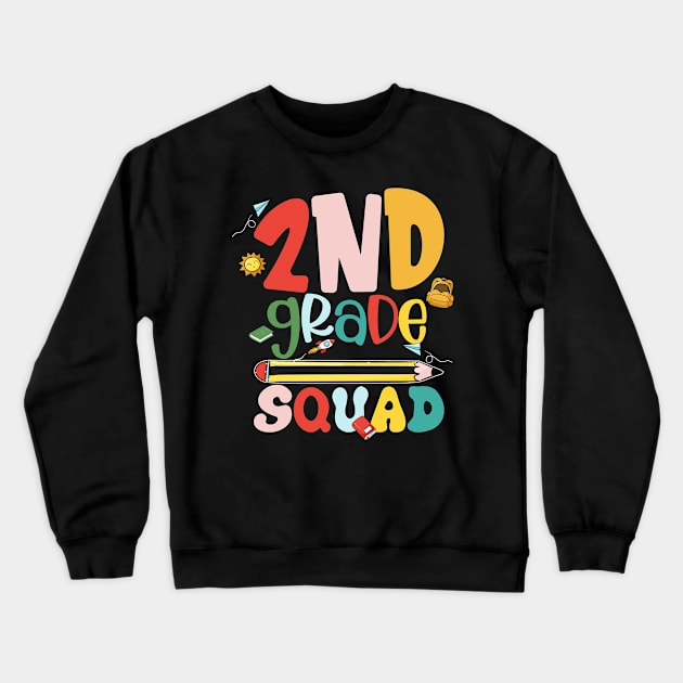 2nd Grade Squad Second Teacher Student Team Back To School Crewneck Sweatshirt by Sky full of art